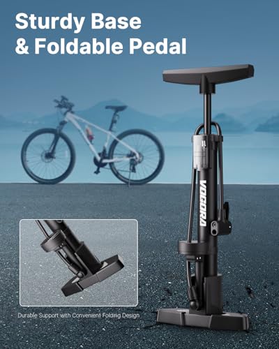VOGORA Bike Pump for Presta and Schrader Valves with Pressure Gauge - Image 5