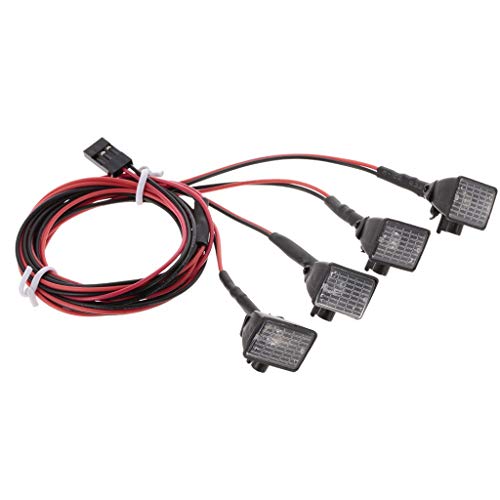 Lowest Price! HHoo88 RC Car Multi-Function Square 4 LED Lights for Axial SCX10 TRX-4 for HSP for Red...