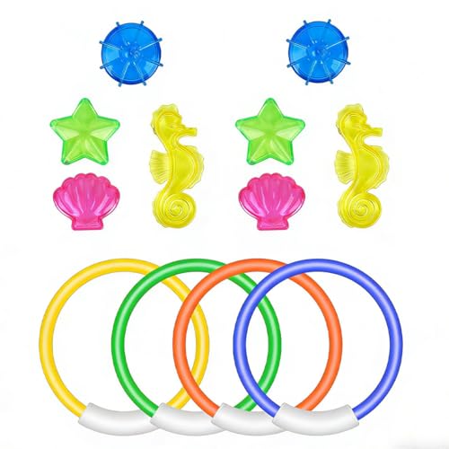 PBAHAUP 12 Pièces Anneaux de Plongée Colorés pour Adultes, Jeux de Piscine pour Fête Entre Amis, Accessoires Aquatiques pour Piscine, Entraînement...