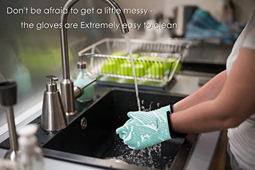 Image of KITCHEN PERFECTION S Silicone Smoker Oven Gloves -Extreme Heat Resistant BBQ Gloves -Handle Hot Food Right on Your Grill Fryer Pit|Waterproof Oven Mitts |Superior Value Set+3 Bonuses