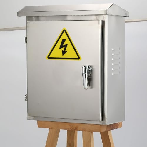 6er-Pack Elektro Warnschild Aufkleber, Hochwertige Folie mit Starkem Kleber, Warnung vor Elektrischer Spannung, Geeignet für Innen und Außenbereich, Gelb mit Blitz-Piktogramm