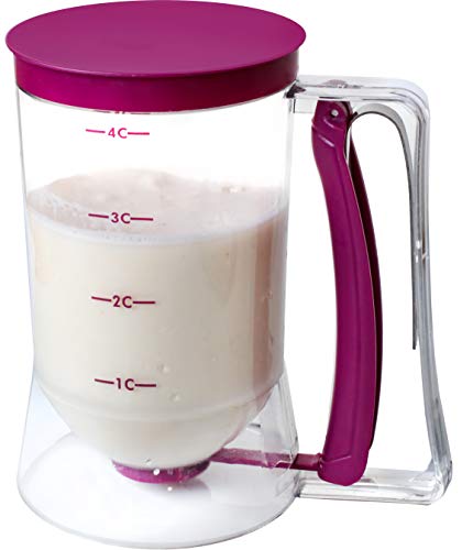 Pancake Cupcake Batter Dispenser Tool - Great for Cupcakes Muffins Creeps Cakes & Belgian Waffles Plastic Cups With Measuring Label Best Baking Accessories Chuzy Chef