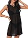 LYANER Women's Sheer Mesh Sleeveless See Through Swimwear Bikini Cover Up Mini Dress Black Medium