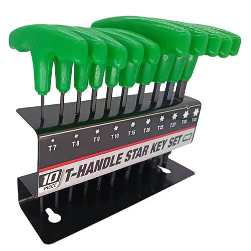 WINTOWIN Professional T Handle Star Key Wrenches Set T7-T40 Star Wrench with T-Handle Multi-purpose Screwdriver Repair Tool for DIY Auto Bike Repair Tool 10PCS