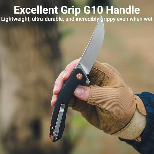 Image of CJRB Gobi Pocket Knife with 3.5'' AR-RPM9 Steel & G10 Handle, EDC Knife with Liner Lock for Outdoor Camping Hiking Fishing(J1906 Black)
