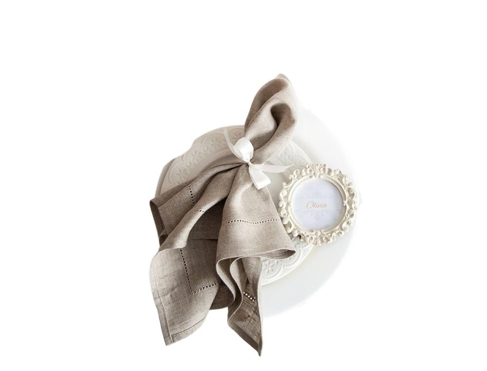 Cloth Napkins,Fabric Napkins 6 Pieces White Hemstitch Napkins Cocktail Napkin for Party Wedding Lace Napkin Table Cloth Linen Napkins Cotton Napkin(Grey 50x50CM)
