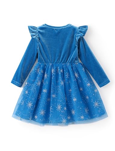 Image of Disney Girls' Tulle Tutu Dress Birthday Party Outfit Baby /Toddler | Officially Licensed, Frozen Elsa, Minnie, Princess, Velvet Top with Belt, Multi-Layer Mesh Skirt, Ruffle Long Sleeve Clothes