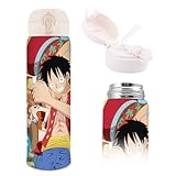 Anime Piece Water Bottle with Straw, Vacuum Insulated Cosplay Zoro Luffy Stainless Steel 16.9oz Cup Thermoses with Locking Cover Leak-Proof Design (WB-Hzw D 2403)