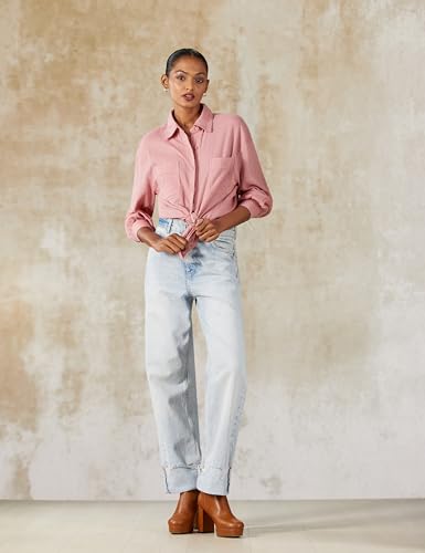 Image of Styli Women Drop Shoulder Crepe Oversized Shirt | Stylish Casual Shirt for Women | Comfortable Tops | Perfect for Office, Travel & Daily Outfits