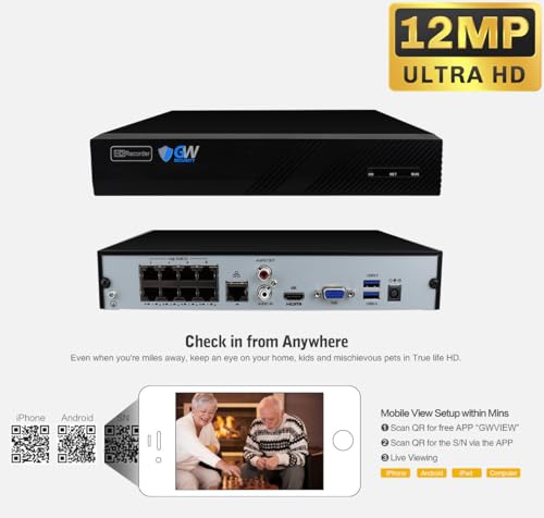 GW Security 8 Channel 4K NVR 5MP H.265 IP Surveillance Security Camera System with 4-Piece Super HD 1920P Weatherproof Video & Audio Microphone PoE Security Dome Cameras - Thumbnail 3