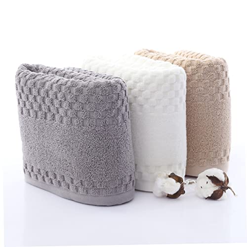Toalla de baño absorbente de algodón puro caqui con tejido grueso y duradero 7