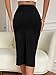 Verdusa Women's High Waist Slit Hem Rib Knit Midi Bodycon Skirt Black Slit S