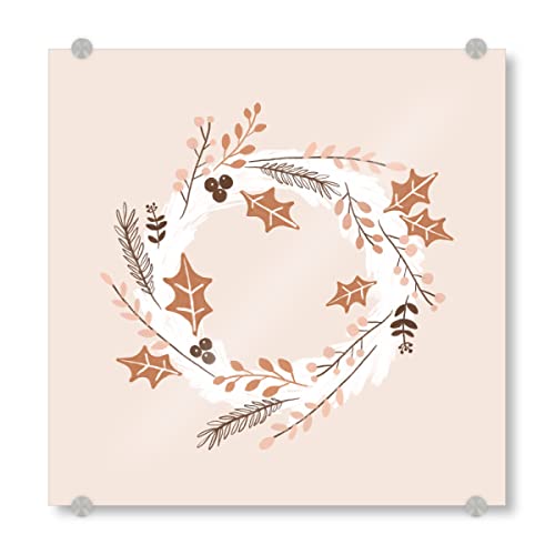 artboxONE Acrylglasbild 100x100 cm Natur Weihnachtskranz Illustration...