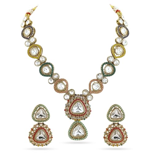 Image of Rubans Kundan Necklace Set Traditional Jewellery Gift for Women & Girls