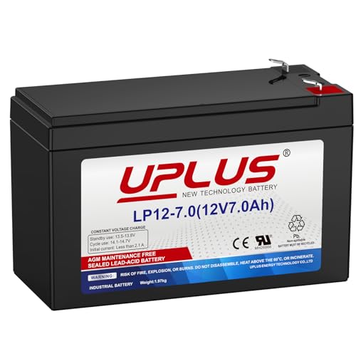 UPLUS 12V 7Ah Battery LP12-7.0, with T1(F1) Terminal, SLA Rechargeable Battery for UPS, Home Alarm, Garage Doors, Replace APC RBC17, LSLA7-12, NP7-12, Y7-12 | Confirm size before order