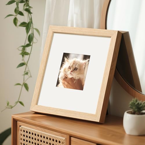 Image of upsimples 8x8 Picture Frame Solid Wooden, Nursery Decor, 1Pack Natural | 100% Solid Wood, Fit 4x4 with Mat and 8 x 8 Square Photo, Wall Decor or Tabletop Display, Safe For Nursery Kids Room
