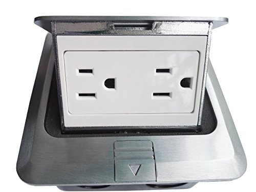 Pop Up Floor Box Countertop Box w/15A with Duplex Receptacle - Brushed-Stainless Finish - Thumbnail 4
