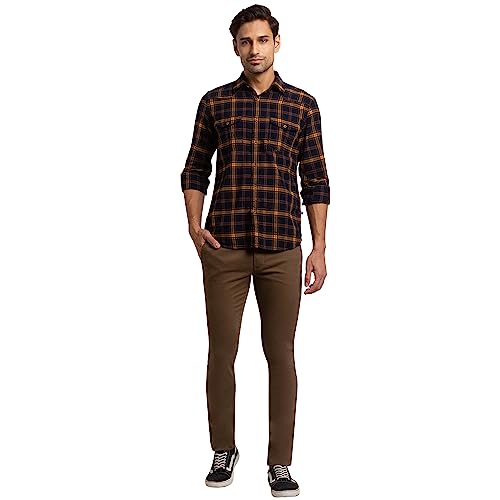 Image of Parx Men's Pure Cotton Checks Pattern Slim Fit Semi Cutaway Collar Full Sleeve Casual Shirt