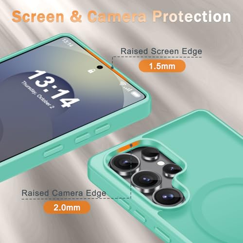 Image of for Samsung Galaxy S25 Ultra Case, Matte Magnetic Phone Cover, Teal | Fit for MagSafe, Screen Protector included, Shockproof Military Grade Protection, Translucent Frosted Back