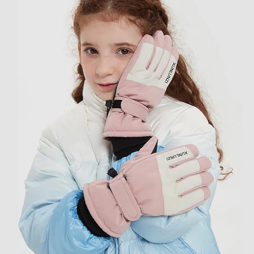 Guantes de invierno cálidos para niños, guantes de esquí a prueba de viento, guantes de nieve impermeables, guantes de esquí de forro polar, mitones de invierno, guantes de ciclismo gruesos para niñas - imagen 4