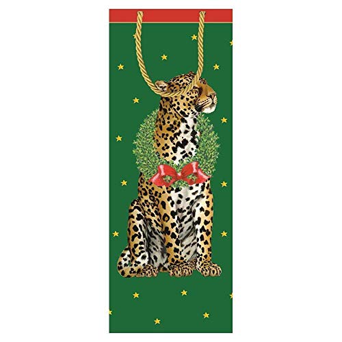 Caspari Wild Christmas Bottle Gift Bag, 1Count