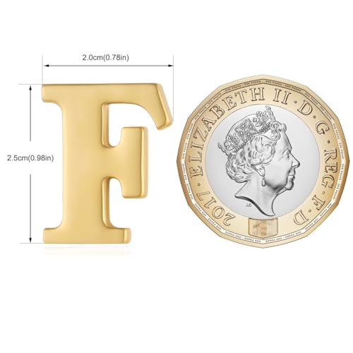 Image of HONEY BEAR Mens Womens Initial Alphabet Letter Lapel Pins Collar Badge Brooches for Business Wedding Graduation Gift Matte Gold 0.59 inches