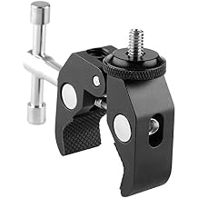 ChromLives Super Clamp Photography Camera Crab Clamp with 1/4-20 to 1/4 20 Screw Converter for 15mm Rods/Lights/Umbrellas/Shelves/Cross Bars and More