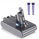 8000mAh Ersatzakku für Dyson V6, Kompatibel mit Dyson V6 Akku, Absolute Animal Motorhead SV03 SV04 SV05 SV06 SV07 SV09 DC58 DC59 DC61 DC62 DC72 DC74 Staubsaugern(mit 2 Filter)