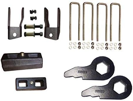 QSA 1" - 3" FORGED KEYS + Shock Extenders + 2" Blocks + U-Bolts. Compatible 1988-1998 Chevy/GMC 1500 K1500 Truck (4WD) / 92-99 Suburban / 95-99 Tahoe, Yukon