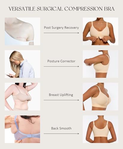 FeelinGirl Post Surgery Bras for Womem Front Closure Mastectomy Bras Surgical Wireless Full Coverage Compression Bra4