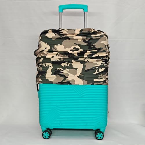 Image of Printed Polyester Suitcase Cover Stretchable Luggage Protector Trolley Bag Cover Travel Accessory (Fougi Green-M)
