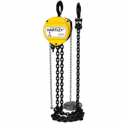 Image of Hartley 1 Ton Chain Pulley Block, 6 Meter Lift, 6 mm Load Chain | Single Fall Manual Chain Hoist | Heavy Duty Alloy Steel Hooks | Material Handling Equipment (1 Ton - 6 M)
