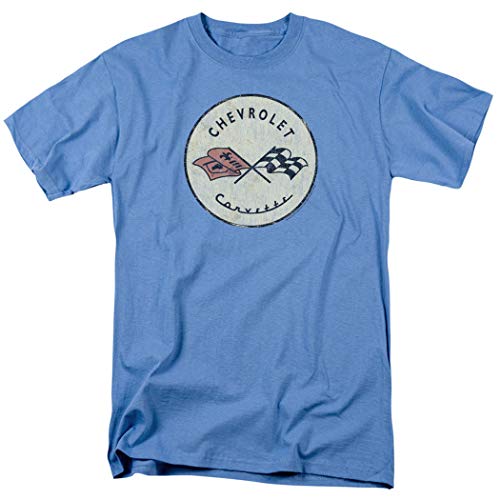 Chevy Corvette Convertible Vintage Logo GM Car T Shirt & Stickers (XXX-Large) Light Blue