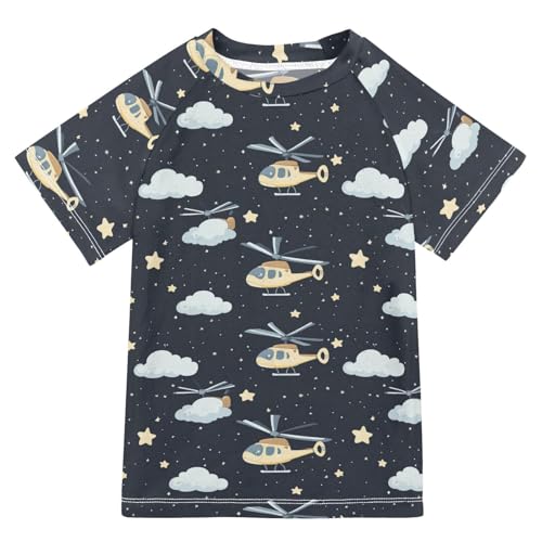 KLL Little Girls Bathing Suitt Short Sleeve Big Girls Swimsuits 3T Helicopter and Stars Cloud Silver