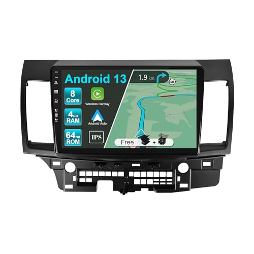 JOYX Android 12 Autoradio Passt für Mitsubishi Lancer (2010-2016) - [4G+64G] - Eingebaut DSP/Carplay/Android Auto - Kamera MIC KOSTENLOS - 10.1 Zoll - Mit SWC 4G WiFi BT5.0 DAB 360-Kamera Fast-Boot