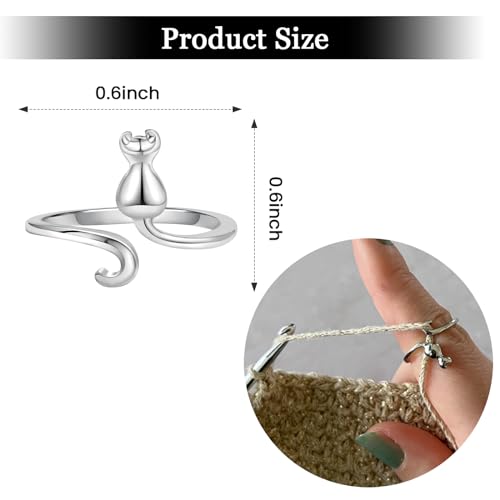 Image of Namifin Crochet Ring for Fingure Adjustable Crochet Tension Ring Yarn Tension Rings Easy Crocheting Crochet Accessories Mother Grandma Thanksgiving Presents