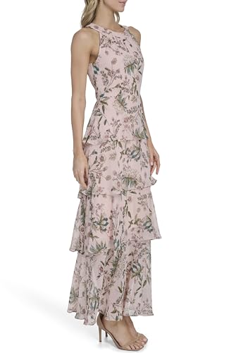 Image of Tommy Hilfiger Women's Sleeveless Halter Neck Tiered Skirt Maxi Dress