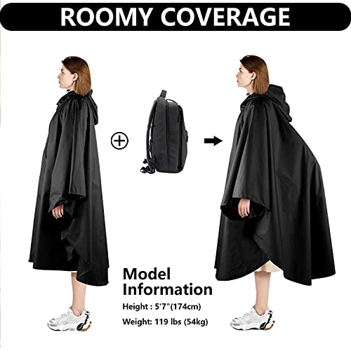 Waterproof Rain Poncho for Women -Lightweight Windproof Hooded Raincoat Reusable Rainwear for Hiking, Camping,Riding4