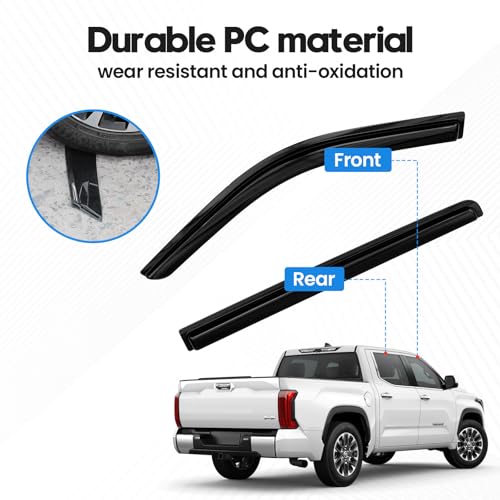 Image of Tundra Rain Guard - Window Visors for Toyota Tundra 2022-2025 2026, Out-Channel Side Window Rain Guards for Tundra, 4PCS, Black, Car Accessories