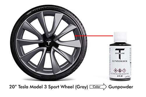T Sportline Tesla Wheel Touch Up Paint For Gunpowder Gray (Satin) 20” Model 3 Uberturbine/Sport/Zero G, 21” Model Y Uberturbine/Performance, 21” Model S Arachnid, 22” Model X Turbine Wheel/Rim #TOP5