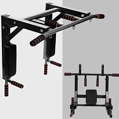Dispositivo de dominadas para colgar en la pared, equipo de fitness multifuncional, fuerte y resistente, adecuado para hacer ejercicio y mantener la forma (negro)