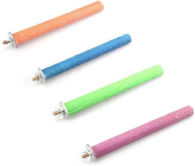 Image of Parrot Perch Stand, Natural Wood Bird Perch Stand Platform Paw Grinding Sticks, Cage Accessories Exercise Toys for Budgies Parakeets Cockatiels (Random Color 1Pc)