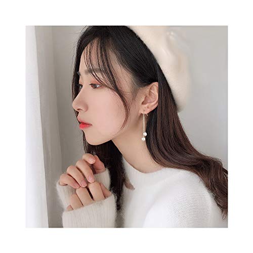 Sterling Silver Freshwater Pearl Threader Dangle Drop Earrings Threader Tassel Dangling Charm Hoop Earrings Long Chain Hook Earring Fashion Jewelry Gifts for Women2