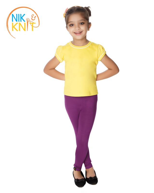 Image of NIK & KNIT Premium Stretchable Plain Leggings for Girls /Kids | Combo Bottom Wear (Top /T-Shirt NOT Included)