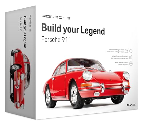 Franzis 67247 - Porsche 911 - Build Your Legend - detailgetreuer Modellbausatz inkl. Soundmodul LED-Beleuchtung Begleitbuch