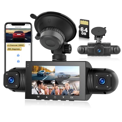 Inefala 4 Canali Dash Cam, 360°Anteriore Posteriore all'interno Sinistra Destra