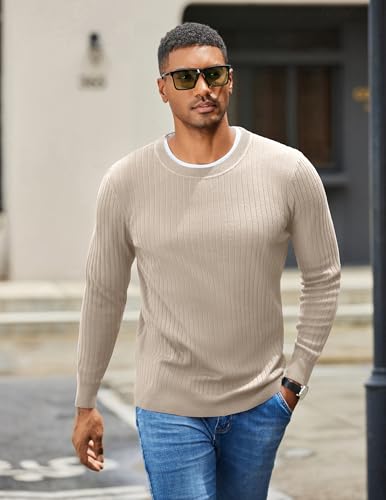 COOFANDY Men Crew Neck Knit Sweaters Lightweight Knitted Sweaters Long Sleeve Pullover Sweater Casual Dress Sweater4