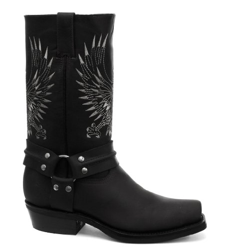 Grinders Bald Eagle Damen Cowboy Stiefel, Schwarz, Größe 42