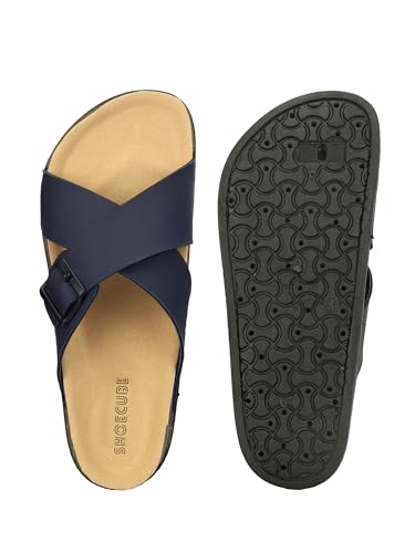 Image of Men Cross Strap Buckle Slippers | Casual Sandals for Men | Comfortable Footwear | Stylish Slip-On Sandals | Anti-Slip Rubber Sole