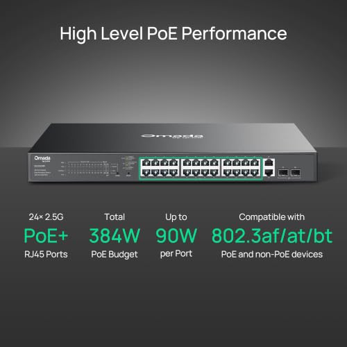 Image of TP-Link Omada 24 Port Gigabit PoE Switch, Easy Managed, 384W Budget, PoE+ Compliant, Up to 250m PoE Distance, Auto Recovery, VLAN, Auto Loop Prevention, with Fan, Managed by Omada(ES228GMP)